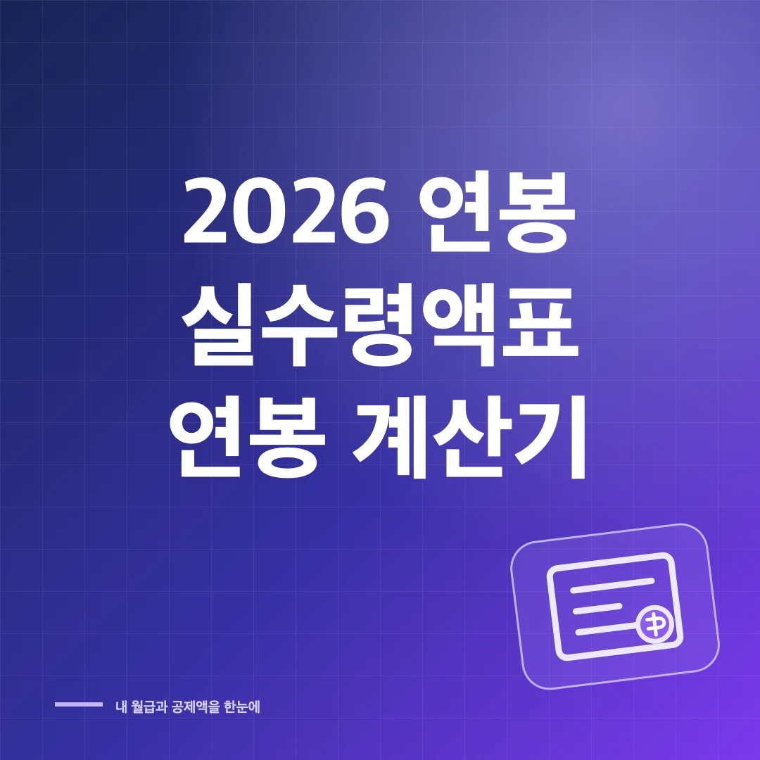 2026 연봉 실수령액표와 연봉 계산기 썸네일