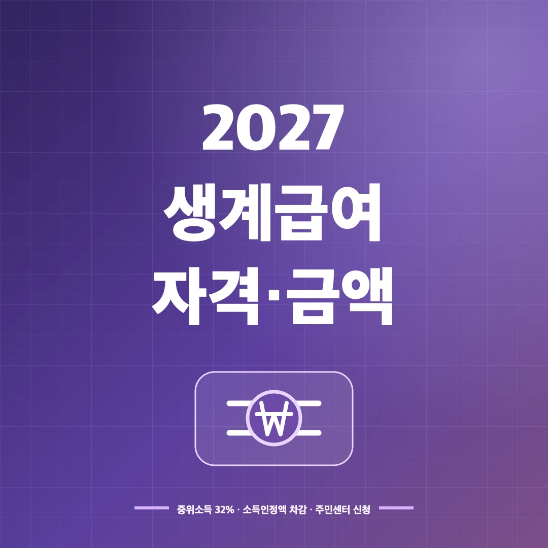 2027 생계급여 자격·가구별 최대액과 소득인정액 계산 썸네일